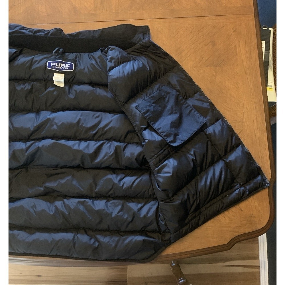 VTG PURE Polaris Puffy Vest Black Blue Duck Down Feathers Mens Size XL RARE - Picture 13 of 16